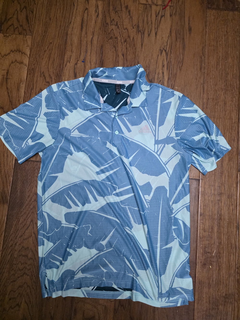 adidas Golf Men’s Blue Palm Tree Print Polo Shirt